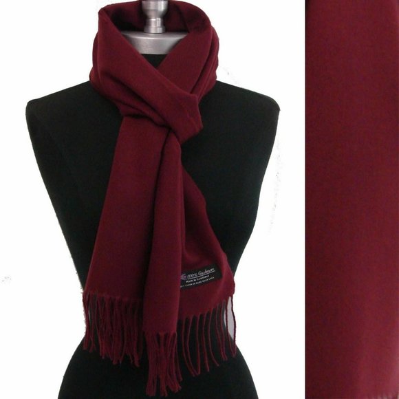 NEW Mens Wine WINTER 100% CASHMERE SCARF - Picture 2 of 2